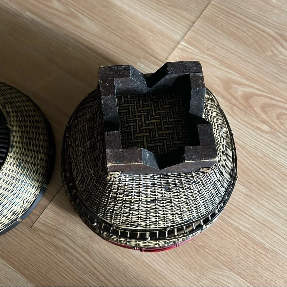Traditional Vintage Asian Hand Woven Fishing Basket